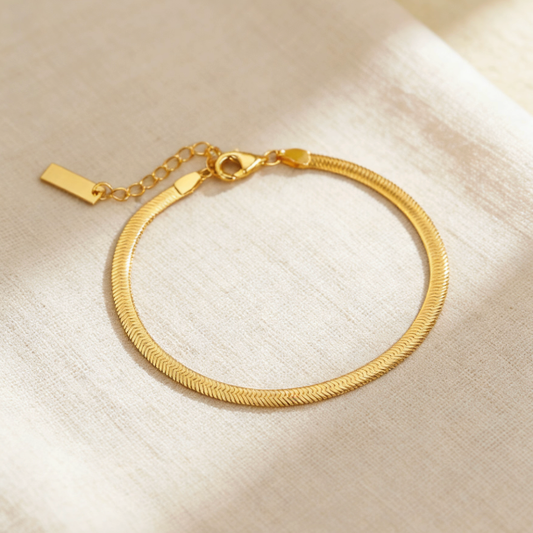 Gold herringbone chain bracelet, minimalist everyday jewelry for women