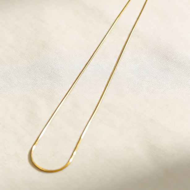 Gold snake chain necklace, minimalist herringbone chain jewelry for women